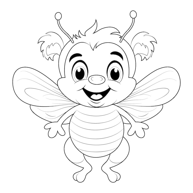 Une Page De Coloriage D'une Abeille De Dessin Animé Mignon Livre De Coloriage Pour Les Enfants Illustration D'un Dessin Animé Mignon D'abeille