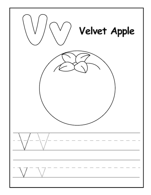 Page De Coloriage Alphabet Avec Des Fruits Mignons