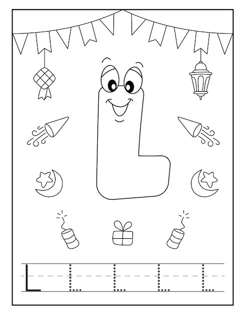 Page De Coloriage De L'alphabet Happy Eid Pour Les Tout-petits