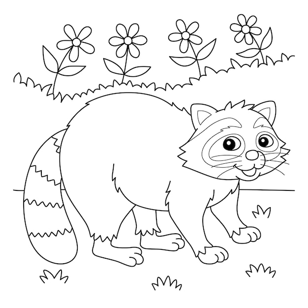 Page De Coloriage Des Animaux De Raton Laveur Pour Les Enfants