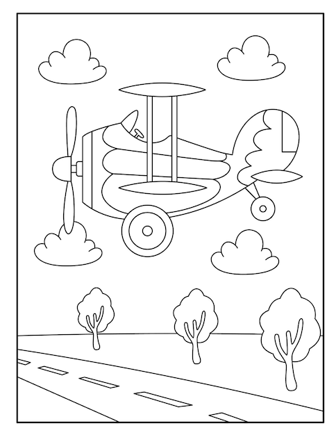 Page De Coloriage D'avion Pour Les Enfants