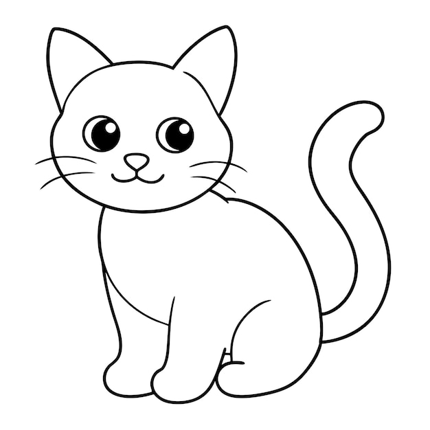 Page de coloriage de bébé chat mignon pour enfants avec fond blanc