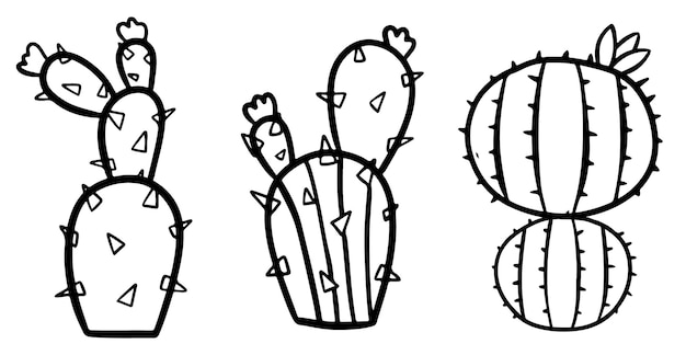 Vecteur page de coloriage de cactus pour les enfants ligne art vecteur conception imprimable vierge pour les enfants à remplir