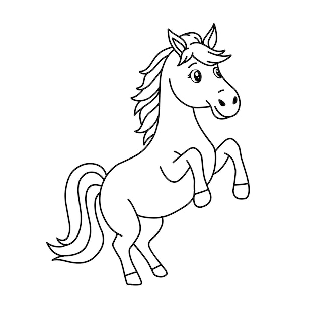 Page de coloriage de chevaux de dessins animés mignons