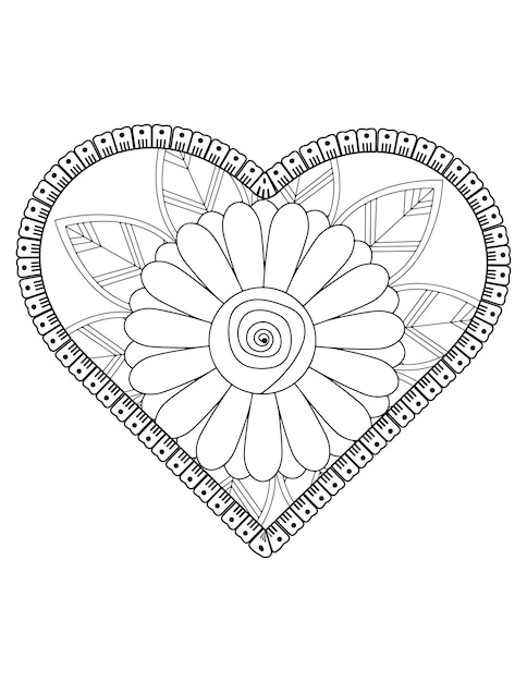 Page De Coloriage De Coeur Pour Adultes Et Enfants. Vecteur De Coloriage D'amour. Conception De Modèle De Saint Valentin. Aimer L'art