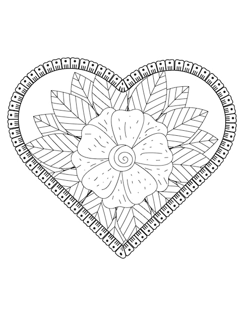 Vecteur page de coloriage de coeur pour adultes et enfants. vecteur de coloriage d'amour. conception de modèle de saint valentin. valentin