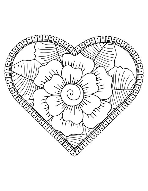 Page De Coloriage De Coeur Pour Adultes Et Enfants. Vecteur De Coloriage D'amour. Conception De Modèle De Saint Valentin. Valentin