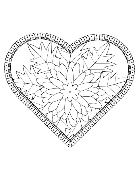 Page De Coloriage De Coeur Pour Adultes Et Enfants. Vecteur De Coloriage D'amour. Conception De Modèle De Saint Valentin. Valentin