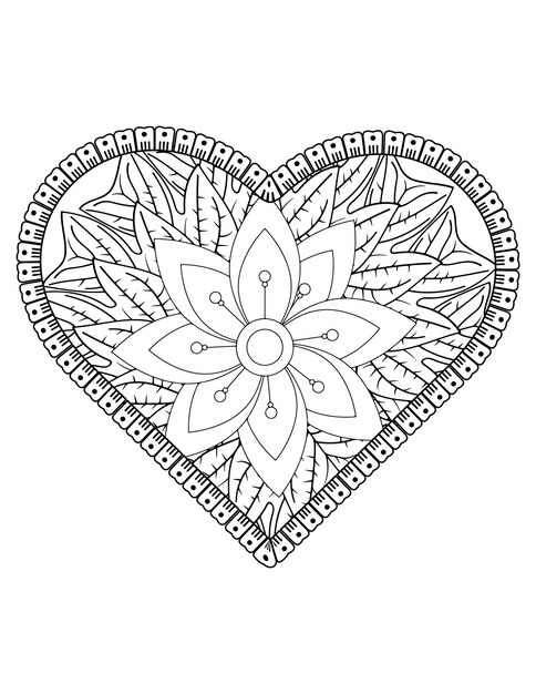 Vecteur page de coloriage de coeur pour adultes et enfants. vecteur de coloriage d'amour. conception de modèle de saint valentin. valentin