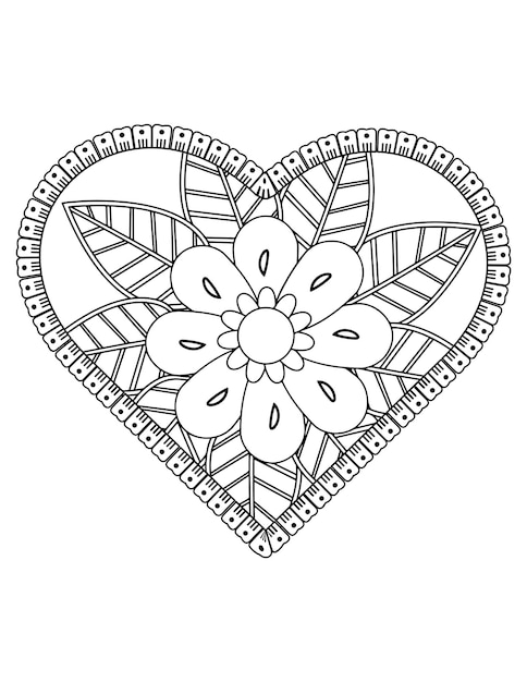 Page De Coloriage De Coeur Pour Adultes Et Enfants. Vecteur De Coloriage D'amour. Conception De Modèle De Saint Valentin. Valentin