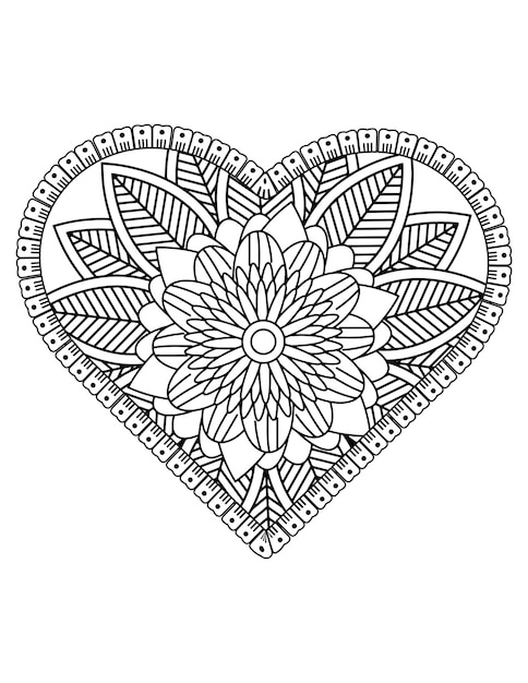 Page De Coloriage De Coeur Pour Adultes Et Enfants. Vecteur De Coloriage D'amour. Conception De Modèle De Saint Valentin. Valentin