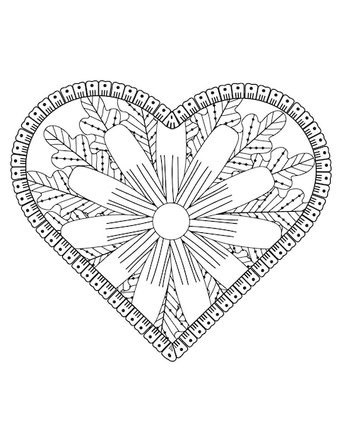 Page De Coloriage De Coeur Pour Adultes Et Enfants. Vecteur De Coloriage D'amour. Conception De Modèle De Saint Valentin. Valentin