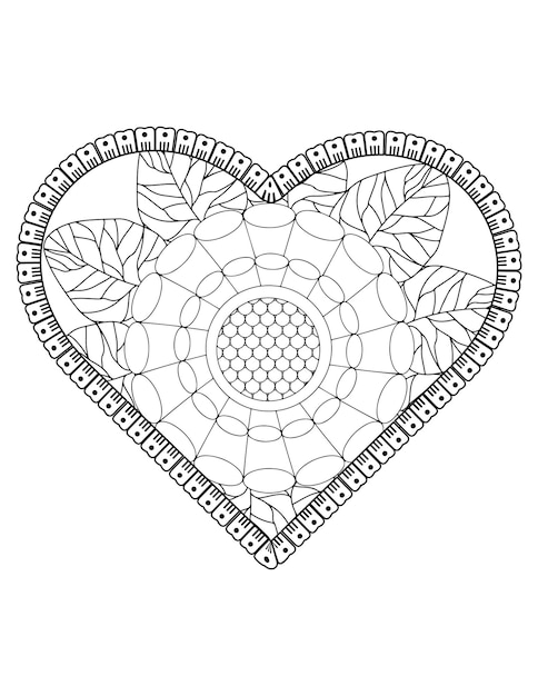 Page De Coloriage De Coeur Pour Adultes Et Enfants. Vecteur De Coloriage D'amour. Conception De Modèle De Saint Valentin. Valentin