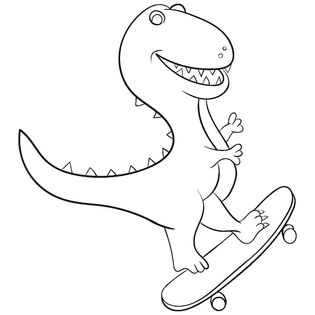 Vecteur page de coloriage de dessin animé de dinosaure pour les enfants vecteur premium