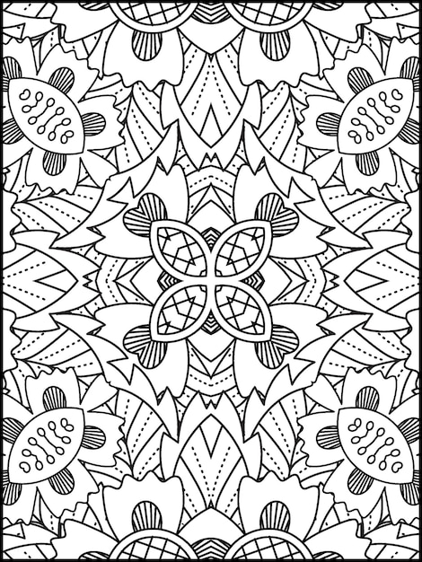 Page De Coloriage Dessinée à La Main Livre De Coloriage De Fleurs Pour Adultes Avec Livre De Coloriage De Mandala