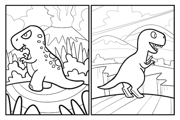 Page De Coloriage Drôle De Bande Dessinée De Dinosaures