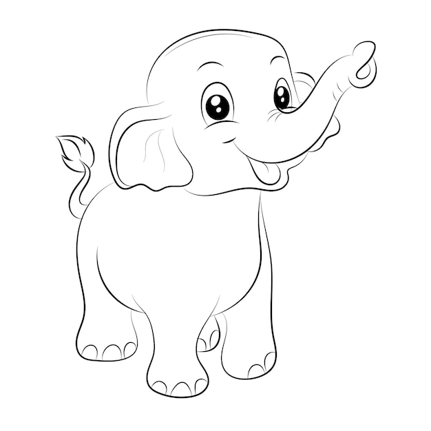 Vecteur page de coloriage d'éléphant pour les enfants illustration de contour d'éléphant dessiné à la main