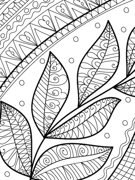 Page De Coloriage De Feuilles Décoratives Avec Style Au Henné