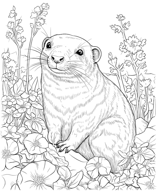 Vecteur page de coloriage des fleurs d'hyrax