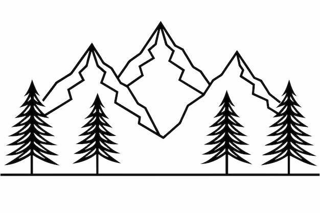 Page De Coloriage Forêt Avec Montagne