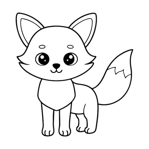 Page de coloriage Fox Illustration d'animaux de forêt mignons et ludiques pour enfants et adultes