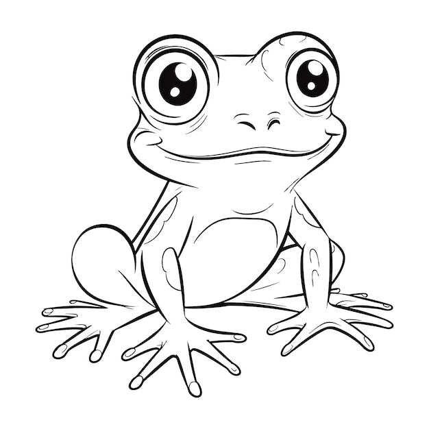 Vecteur page de coloriage de grenouille mignonne pour illustration vectorielle enfants