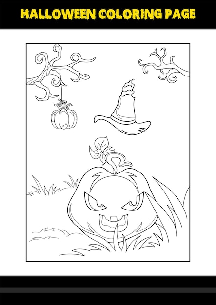 Page de coloriage d'Halloween pour les enfants Conception de page de coloriage d'art en ligne pour les enfants