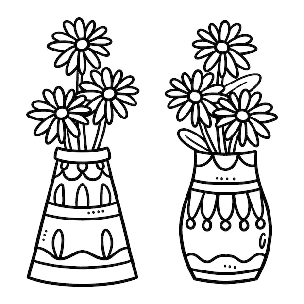 Page De Coloriage Isolé De Vase De Fleur Pour Les Enfants