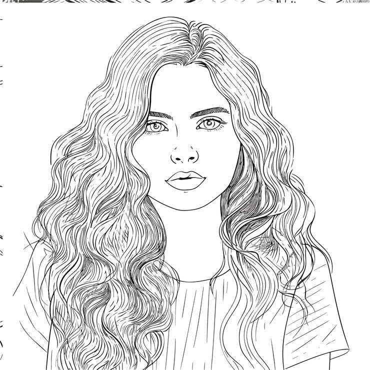 page de coloriage de livre d'illustration femme étudie propre