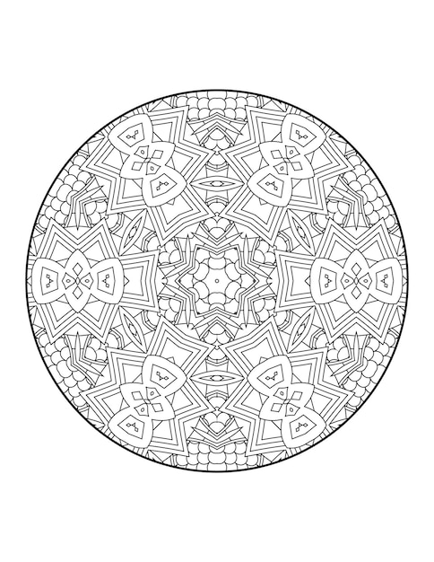 Page De Coloriage De Mandala Pour Adultes Et Livre De Coloriage De Mandala De Contour Dessiné à La Main Pour Les Dessins Au Trait Pour Enfants