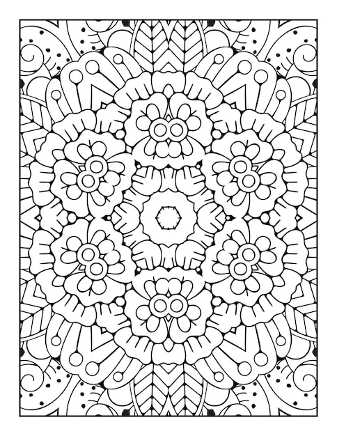 Page De Coloriage De Mandala Pour Adultes Et Livre De Coloriage De Mandala De Contour Dessiné à La Main Pour Les Dessins Au Trait Pour Enfants