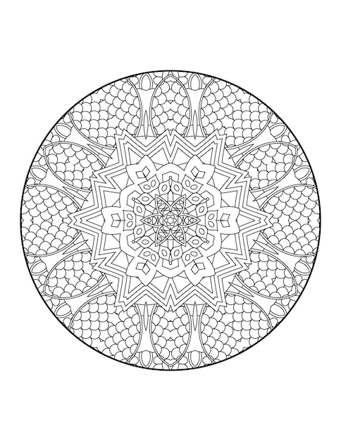 Page De Coloriage De Mandala Pour Adultes Et Livre De Coloriage De Mandala De Contour Dessiné à La Main Pour Les Dessins Au Trait Pour Enfants