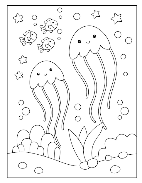 Page De Coloriage De Méduses Mignonnes Pour Les Enfants