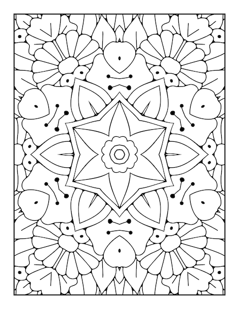 Page De Coloriage De Motif De Mandala Pour Adultes Et Livre De Coloriage De Mandala De Contour Dessiné à La Main Pour Les Enfants