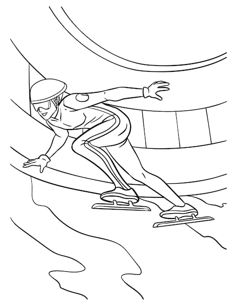 Page De Coloriage De Patinage De Vitesse Pour Les Enfants