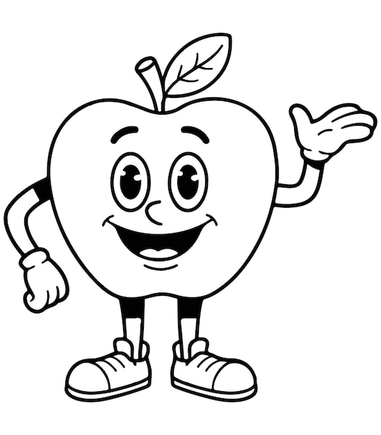 Page de coloriage de la pomme de dessin animé