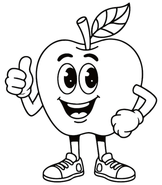Page de coloriage de la pomme de dessin animé