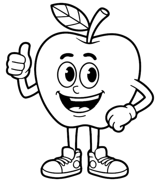 Page de coloriage de la pomme de dessin animé