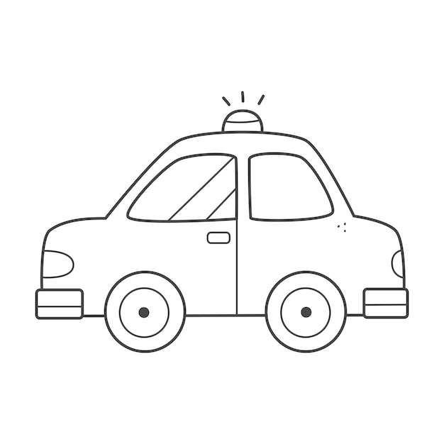 Page de coloriage pour enfants avec une voiture Livre de coloriage de taxi Illustration vectorielle en noir et blanc