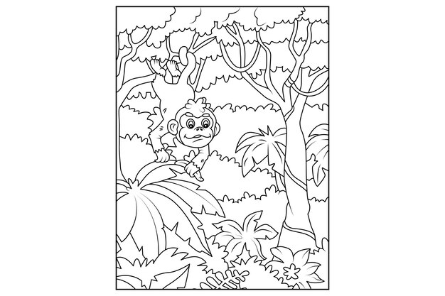 Vecteur page de coloriage de singe pour enfants