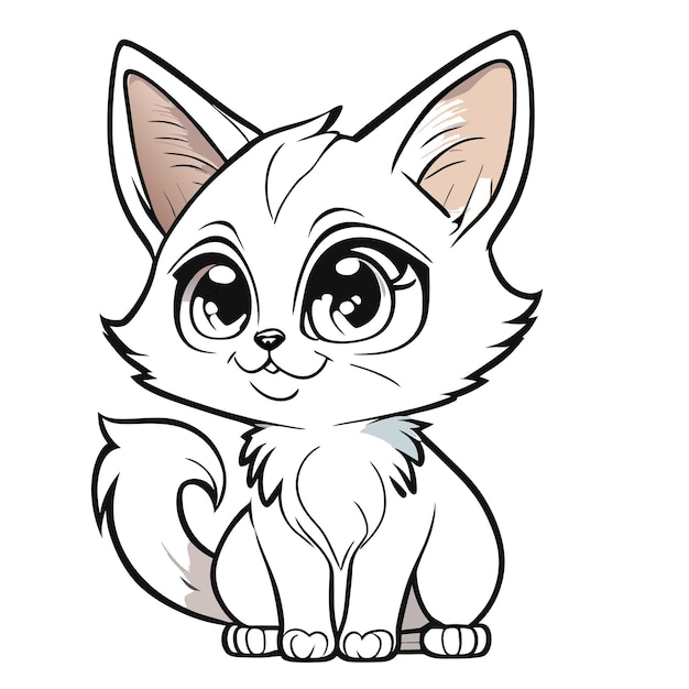 Une Page De Coloriage De Style Dessin Animé De Chaton Pour Enfants Art De Ligne Propre Détail élevé Blanc Noir