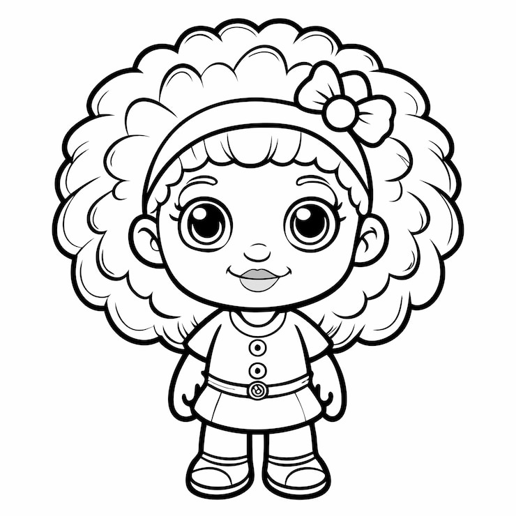Vecteur page à colorier créative représentant une belle fille afro-américaine