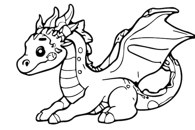 Vecteur page à colorier dragon pour enfants et adultes illustration de livre à colorier