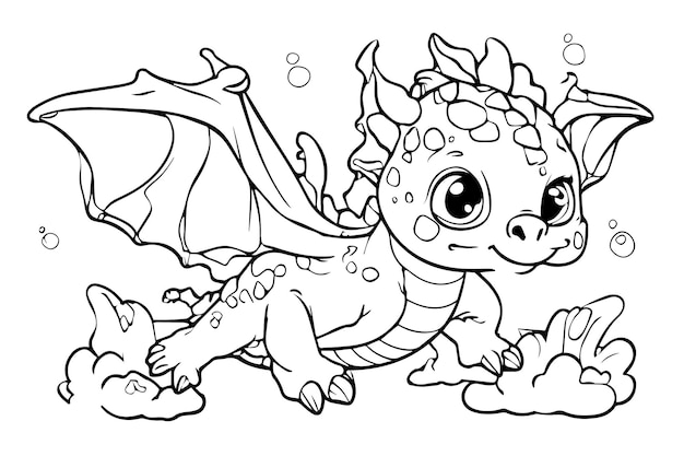 Page à Colorier Dragon Pour Enfants Et Adultes Illustration De Livre à Colorier