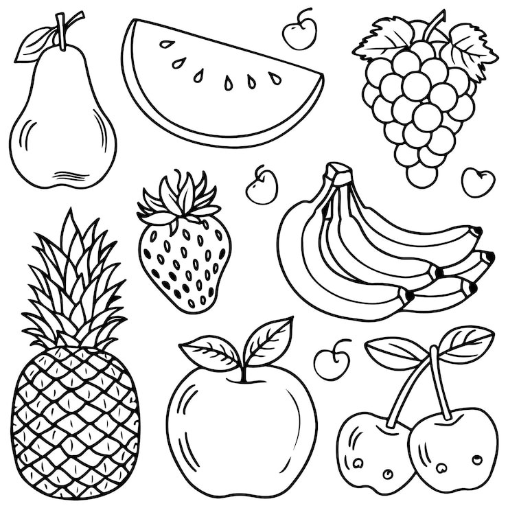 Vecteur page à colorier de fruits pour enfants illustration de page de livre à colorier