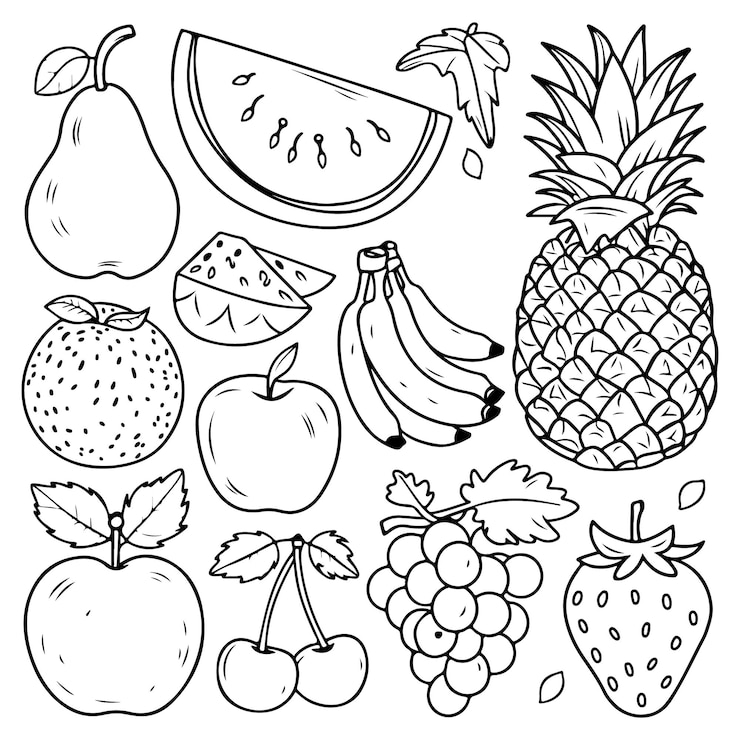Vecteur page à colorier de fruits pour enfants illustration de page de livre à colorier