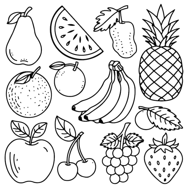 Vecteur page à colorier de fruits pour enfants illustration de page de livre à colorier