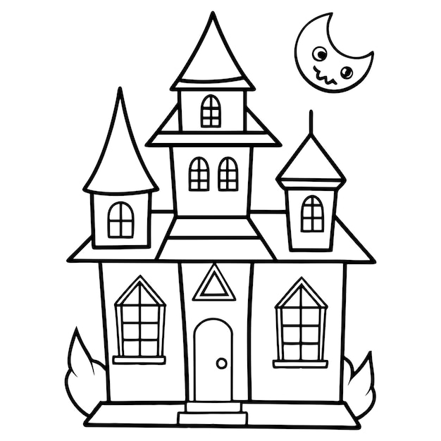 Page à colorier La maison hantée d'Halloween