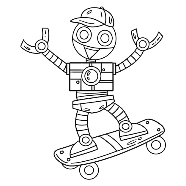 Une Page à Colorier Mignonne Et Drôle D'un Robot De Skateboard Fournit Des Heures De Coloriage Amusant Pour Les Enfants Pour Colorier Cette Page Est Très Facile Convient Pour Les Petits Enfants Et Les Tout-petits