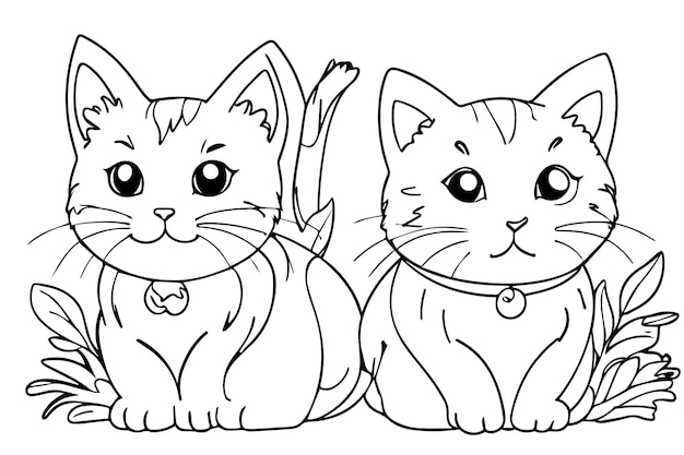 Vecteur page à colorier pour chats mignons pour les enfants illustration de livre à colorier